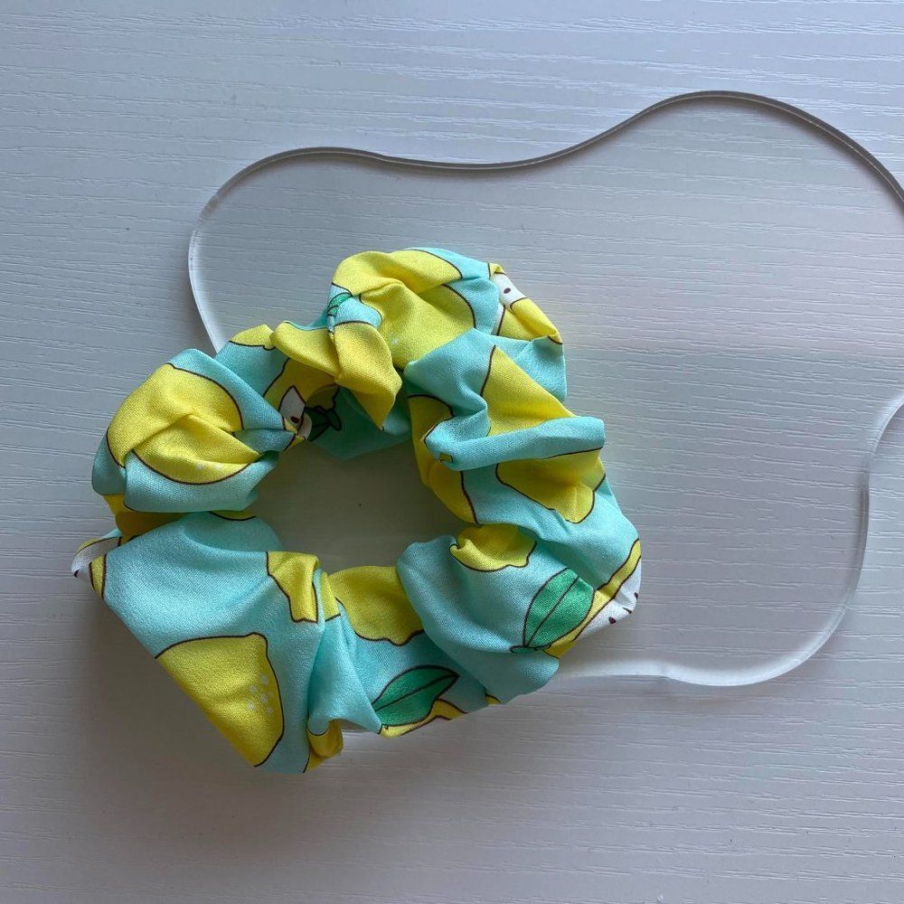 Lemon Turquoise Scrunchie